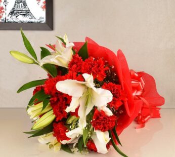 Beautiful Lilies With Red Rose