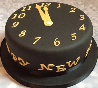 New Year Clock Fondant Cake