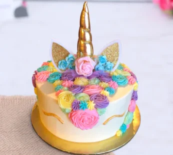 Golden Tone Vanilla Unicorn Cake