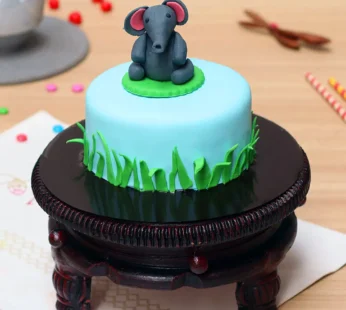 Cutesy Jungle Elephant Fondant Cake