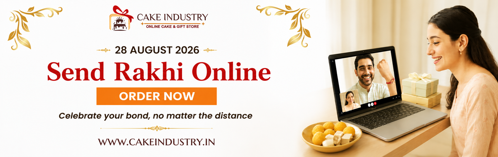 Send Rakhi Online for Raksha Bandhan 2026 with Cake Industry – Fast Rakhi, Cake & Gift Delivery